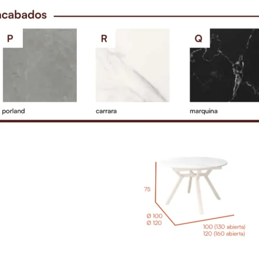Mesa extensible Broadway blanca porcelánico