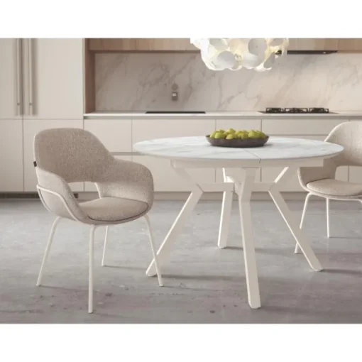 Mesa extensible Broadway blanca porcelánico