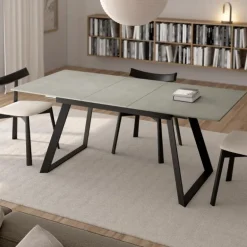 Mesa extensible Madison negra porcelánico