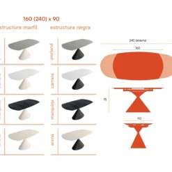 Mesa ovalada extensible porcelánico Liger