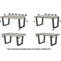 Mesa rectangular fija patas uve