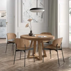 Mesa redonda cruz extensible madera