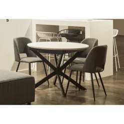 Mesa redonda extensible Ceramic blanco