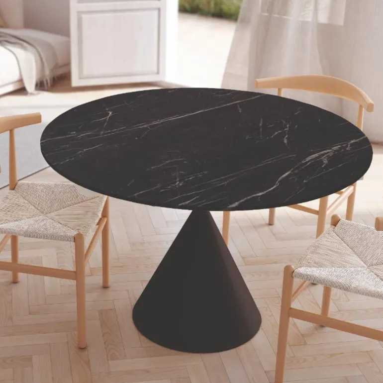 Mesa redonda porcelánico Liger negra