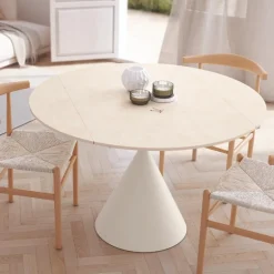 Mesa redonda porcelánico Liger blanca