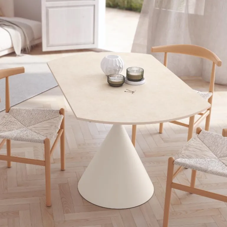 Mesa redonda porcelánico Liger blanca