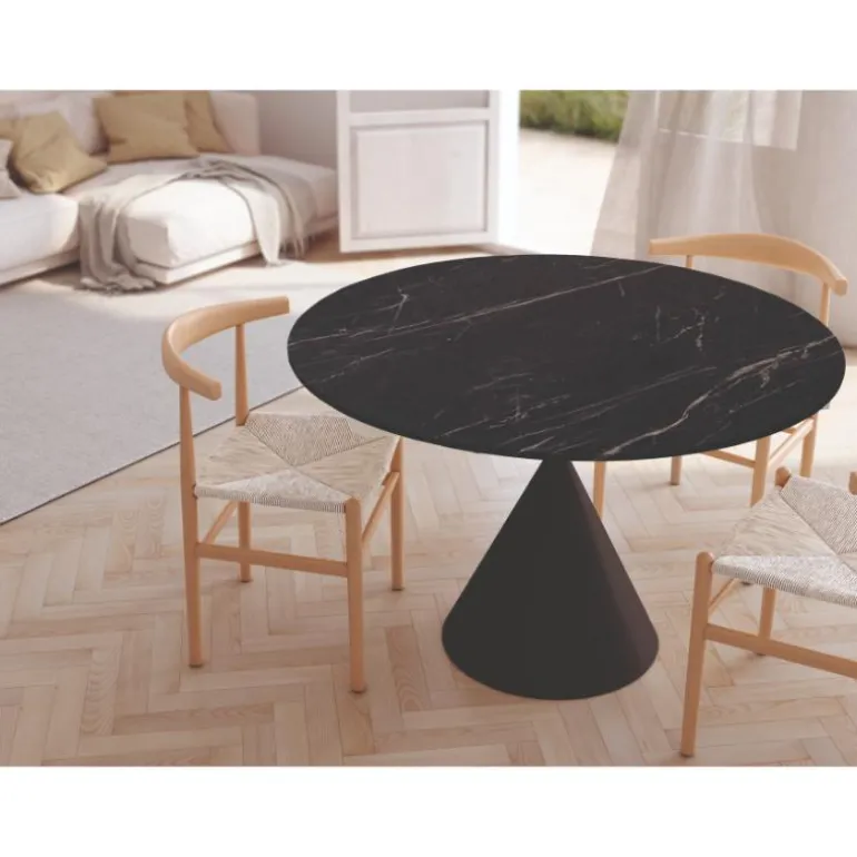 Mesa redonda porcelánico Liger negra