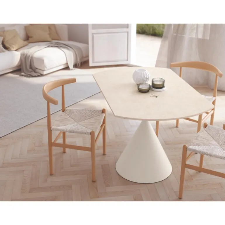 Mesa redonda porcelánico Liger blanca