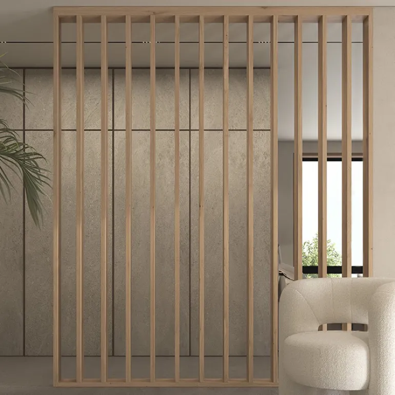 Separador ambientes listones de madera verticales