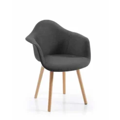 Silla Anna antracita patas madera